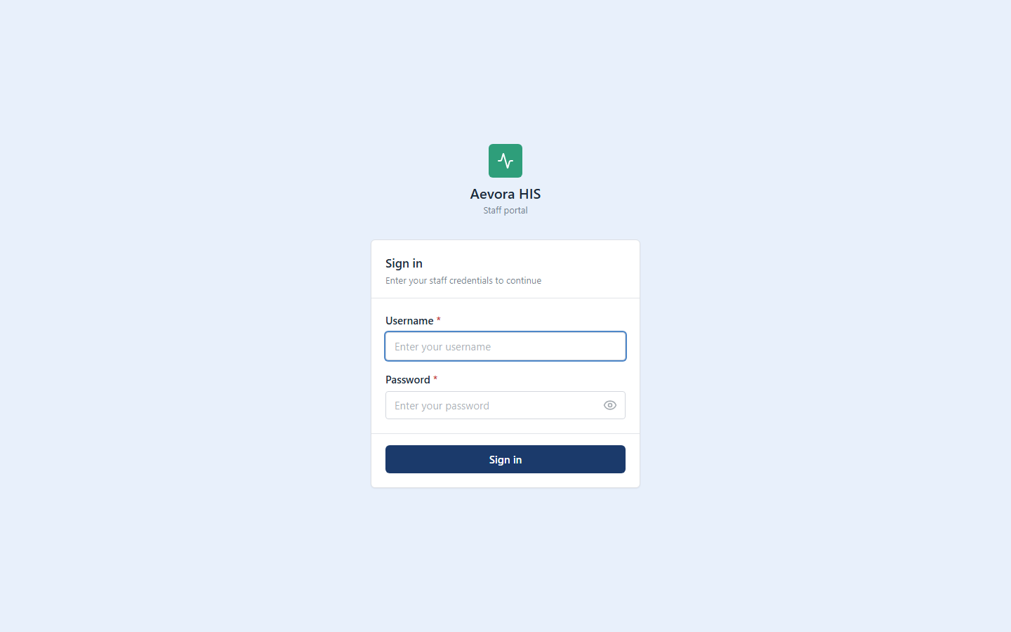 Staff portal login form
